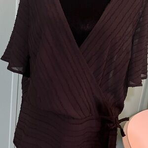 HALARA Black Sheer Wrap Blouse NWT Size M